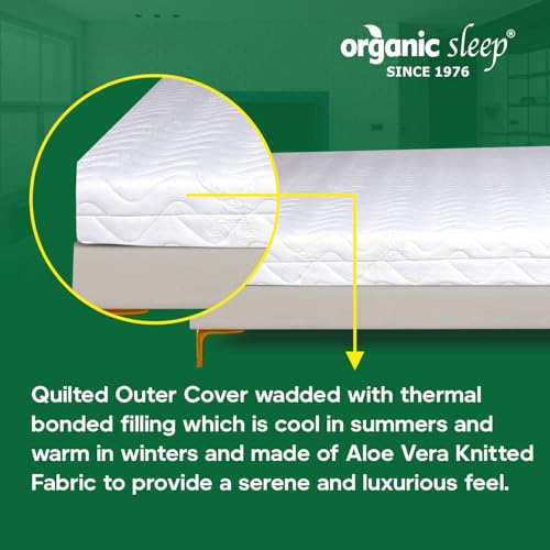 Image of Natural Latex Mattress for Bedroom,Size -72 * 60 Inches, 100% Natural, 6 inch Thickness, 7-Zoned Support,Density 90 Medium Firm Feel, (Queen) Quilted Aloe Vera+ 2 Shredded Pillow