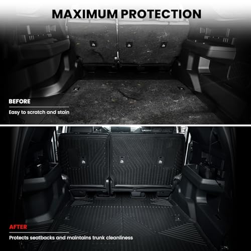 Image of LASFIT Cargo Mat for Toyota 4Runner 2025-2026 (Only Fit 5-Seats & Gas) | All Weather Custom Fit Anti-Slip Pet Friendly Easy Clean TPE Trunk & Backrest Mats for 6th Gen 4Runner, Black