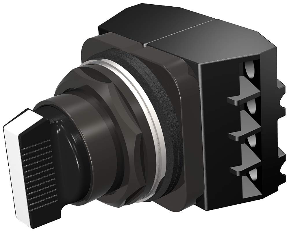 Siemens 52SX2CABA2 Selector Switch Unit, Black Max Corrosion Resistant, 3 Positions, Maintained Operation, Short Lever, C Cam Code, 2 NO + 2 NC Contact Blocks