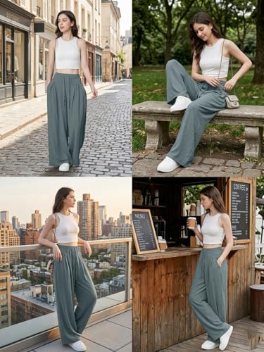 Image of GRECIILOOKS High Waist Polycotton Trousers for Women - Flared Parachute Pants with Side Pockets | Casual Travel Cargo Pants (Available in Plus Size and Value Pack)