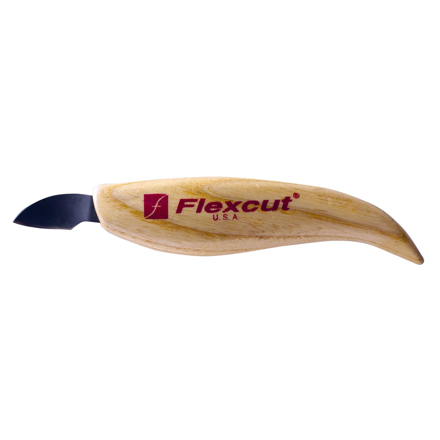 FLEXCUT Wood Carving Knives | Right-Handed Hook Knife| 1095 High-Carbon Steel Blade| Ergonomic Solid Ash Hardwood Handle | KN26 | Made in the U.S.A.
