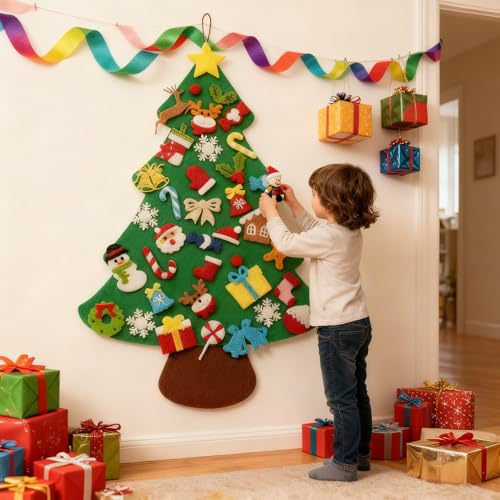 Chyaya Lot de 40 décorations de sapin de Noël en feutre