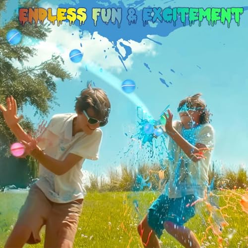 Faivykyd Reusable Throwable Paintballs Water Balloons Magnetic with Color Powder, Mix Water to Make Slime Ballons, Water Activities for Kids Backyard, Color Run, Blaster Gun, Water Fight Supplies