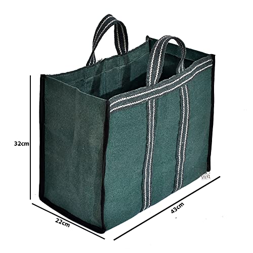 Image of Large Heavy Duty Canvas Grocery Bag (Thela) | Reusable Shopping Tote Bag for Vegetables, Groceries & Lunch Carry | Durable Cloth Market Bag with Strong Handles for Daily Use | 17x8x13.5 Inch