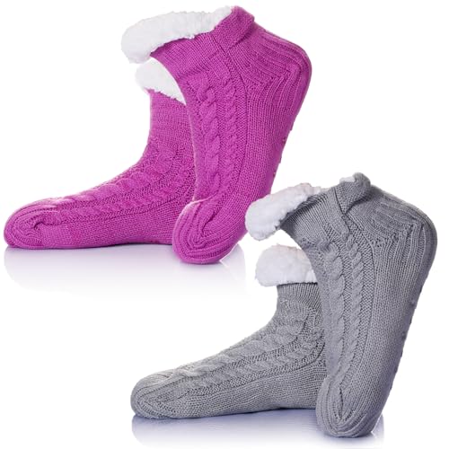 Image of WEVIAS Women Winter Socks Knit Anti-Slip Sweat Warm Cute Cartoon Animals Fuzzy Home Slipper Socks