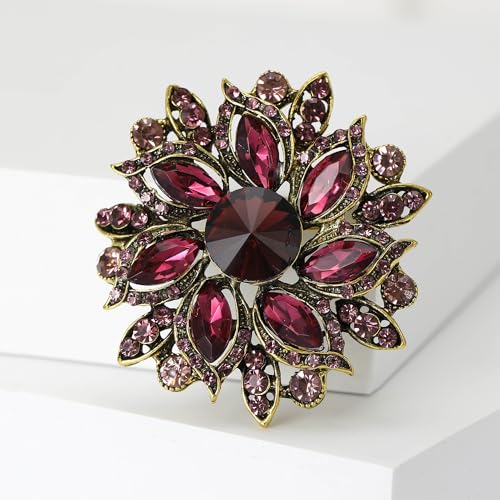 Image of Trendy Large Rhinestone Flower Brooches 8-color for Women Luxury Office Party Casual Pins Jewelry Accessories Gifts