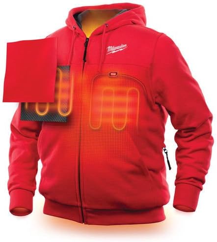 Milwaukee Hoodie M12 12V Lithium-Ion Heated Jacket Front and Back Heat Zones - Battery Not Included - All Sizes and Colors (2X-Large, Red)