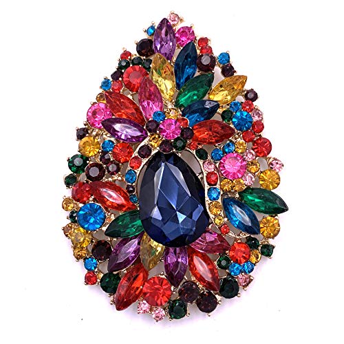 SELOVO Huge Big Large Colorful Flower Statement Brooches and Pins Scarf Decoration Gold Tone