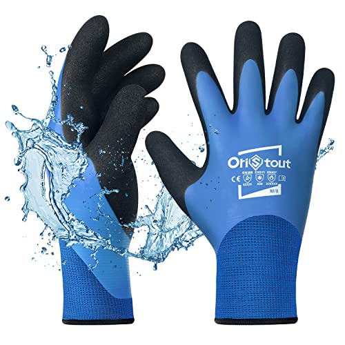 OriStout Thermal Work Gloves for Cold Weather Waterproof Winter Gloves, Touchscreen, Super Grip, for Gardening Fishing