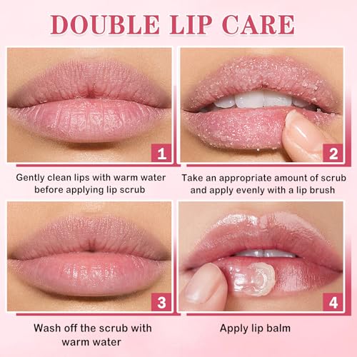 4pcs lip scrub and mask setstrawberry and honey pot lip balmreduces lip lines lip exfoliator scrub and moisturizerrepair beebalm lip balm and lip scrub setlip mask overnight