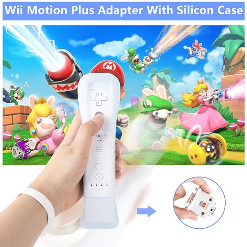 Image of 2 Pack Motion Plus Adapter with Silicon Case Sensor W for Wii Remote Controller,Motion Plus Adaptor Accelerator(White).