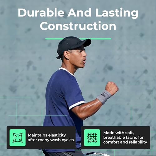 adv tennis wristbands with new age polyester cotton blend - ultra absorbent wrist sweatbands - doublewide amp slim wrist bands for sweat - 4 pack or 2 pack