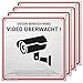 Produktbild HAGEFOL® Schild Videoüberwachung, 4er Set, (15x15 cm - klein) mit DSGVO Hinweis, inkl. 4 Bohrlöcher, Kamera Warnhinweis für Überwachungskamera oder Kamera Attrappe (Aluminium gebürstet)
