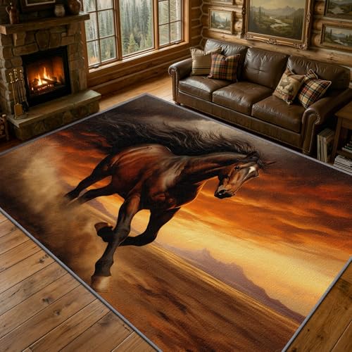 Tapete decorativo 6x8 pies con diseño de caballos miniatura 1