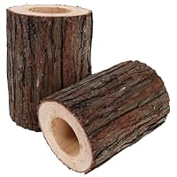 DECOMELODY 2pcs Natural Log Planter Pot with Drainage Rustic Cedar Wood Tree Stump Flower Pots for Succulents Herbs Indoor Farmhouse Decor Unique Root-inspired Design