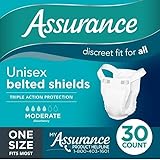 Generic Assurance Unisex Moderate Absorbency Incontinence Belted Shields, 30 Count. (Pack of 1), White