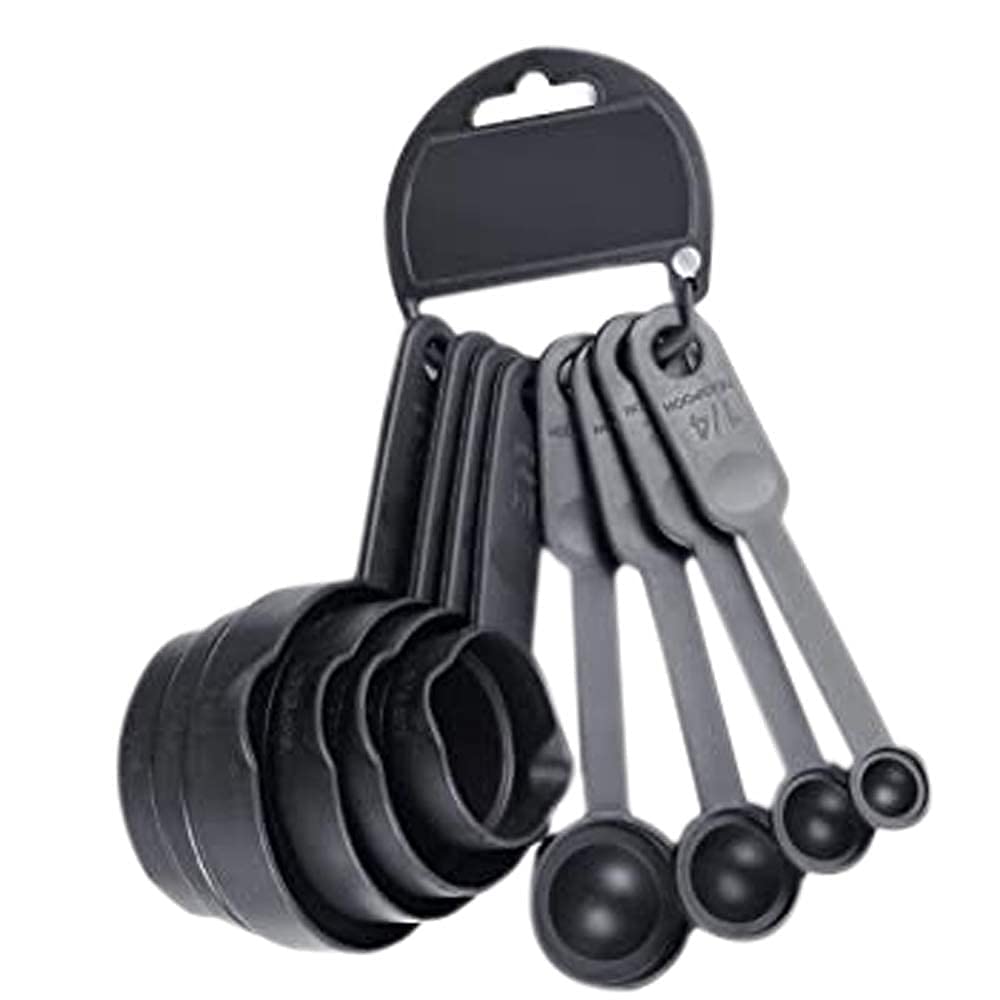 SURV Worldwide Measuring Cup Spoons Set- Perfect Kitchenware Combo Set 8 Pcs Black 8 Pieces Measuring Cup and Spoon Set Multi Purpose Kitchen Tool, Measuring Cups for Baking Cake Measuring Cups