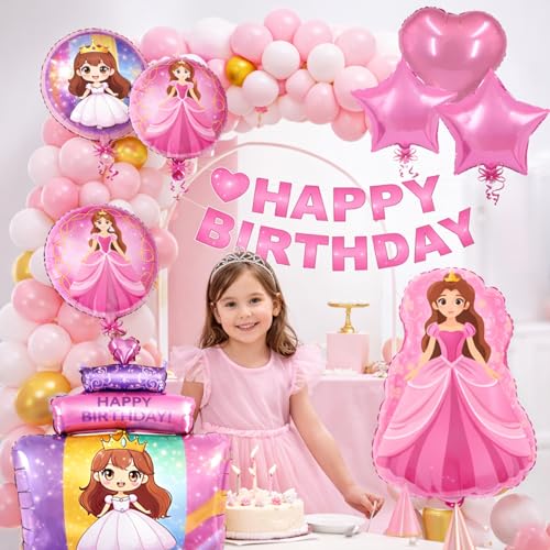 Image of Rozi Decoration Princess Theme Birthday Decoration Kit with Balloon, Princess Foil Balloons for Girls Party - Complete Party Birthday Decoration Set Pack of 63 Pcs