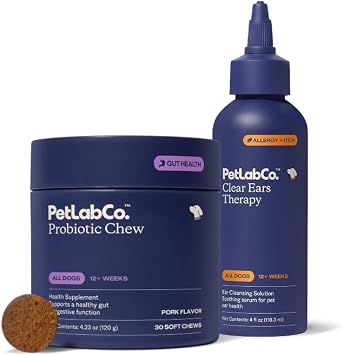 PetLab Co. - Dog Ear Yeast Bundle Soft Chew Dog Probiotics for Gut Health, Yeast Production, Itchy Ears, Itchy Skin, Seasonal Allergies & Clear Ears Therapy Ear Cleaner for Dogs