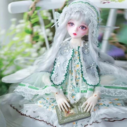 BALOLO BJDドール フルセット1/4 球体関節人形 女の子 45cm SD 樹脂球体関節人形手作甘くてキュートな女の子フルセットプレゼント、未塗装ボディ、未塗装ボディ、アイ、フェイスメイク済みヘッド、衣装、ウィッグ、靴