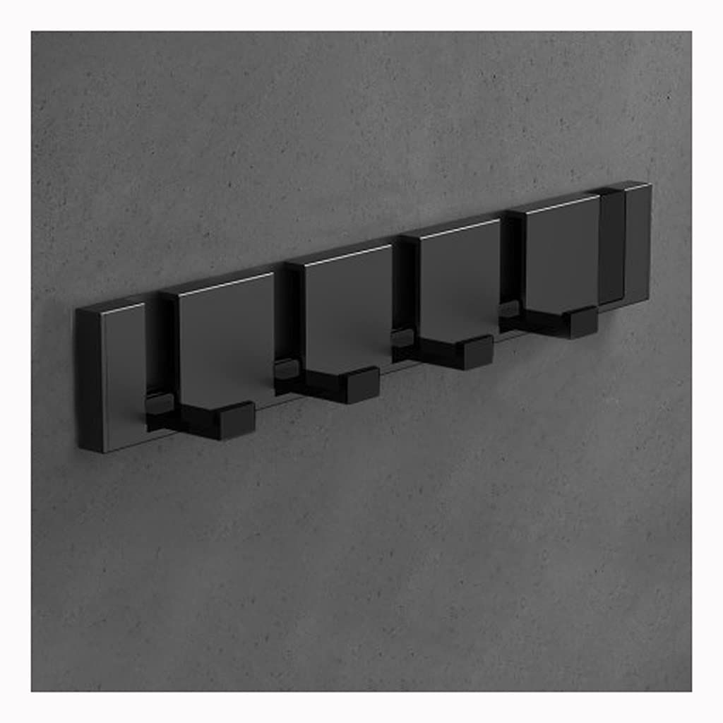 Coat Rack لكمة الفضاء الحرة الألومنيوم الجدار الخيالة للطي شماعات، الحديثة الجدار الأسود معطف هوك هوك رف، شماعات توفير الفضاء لشنقا الملابس القبعات مفاتيح 5 السنانير Stainless Steel Hanger Rack