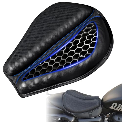 Motorcycle Gel Seat Cushion - Foldable Soft Pressure Relief Pad with Petal Ergonomic Design & 3D Honeycomb Breathable Structure Cool & Comfortable for Long Rides (Black)