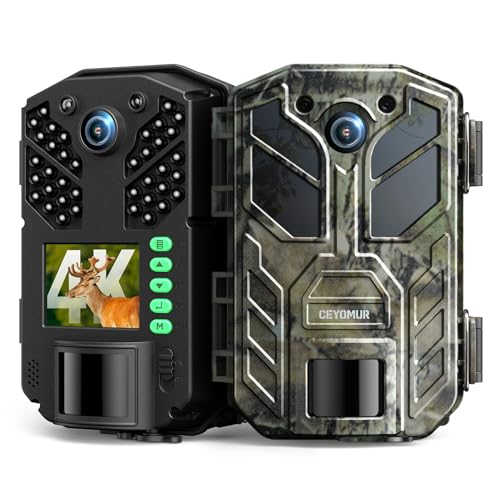CEYOMUR Wildkamera, 4K HD Wildkamera mit Bewegungsmelder Nachtsicht, Wildtierkamera mit 2.0' LCD-Bildschirm IP66 Wasserdichter zur Tierbeobachtung