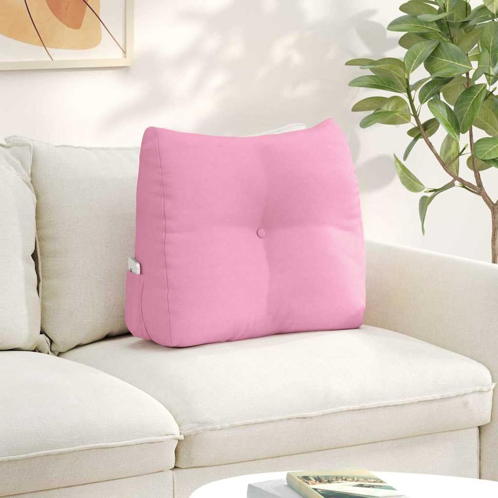 Cuscino per schiena rosa, 60 x 24 x 50 cm, tessuto in velluto, imbottitura ergonomica in poliestere, per divano, letto, uso interno, pezzo unico