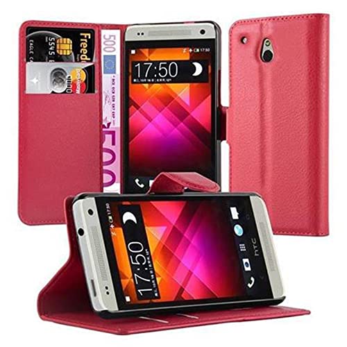 cadorabo Coque pour HTC One M4 Mini en Rouge Cerise - Housse Protection avec Fermoire Magnétique, Stand Horizontal et Fente Carte - Portefeuille Etui Poche Folio Case...