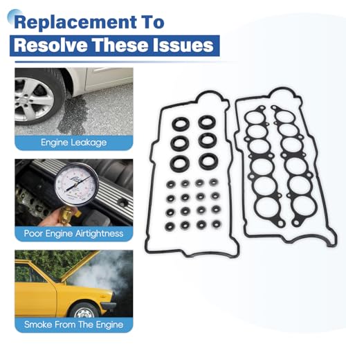 Image of VS50422R Engine Cylinder Valve Cover Gasket Kit Fits for Toyota 3.4L V6 5VZ-FE Engine Compatible with 1996-2002 4Runner 1995-1998 T100 1995-2004 Tacoma 2000-2004 Tundra Replace VC203 MS 95899