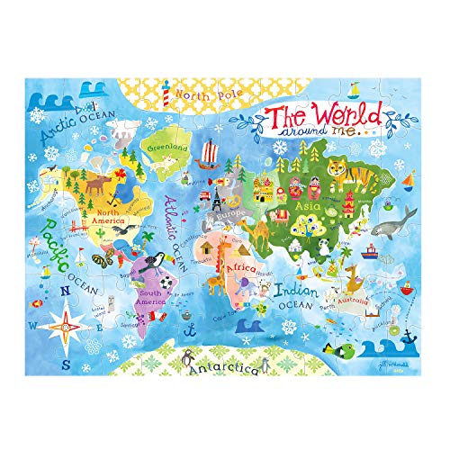 C.R. Gibson World Map Floor Jigsaw Puzzle Game for Kids, 60pc