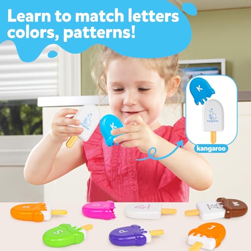 Image of TSYAN Letters Matching Ice Cream Alphabet Learning Toys,Counting Animals and Color Sorting Set Preschool Learning Activities Stacking Toys,Upper & Lowercase ABC Game Fine Motor Toys Gift for Kids