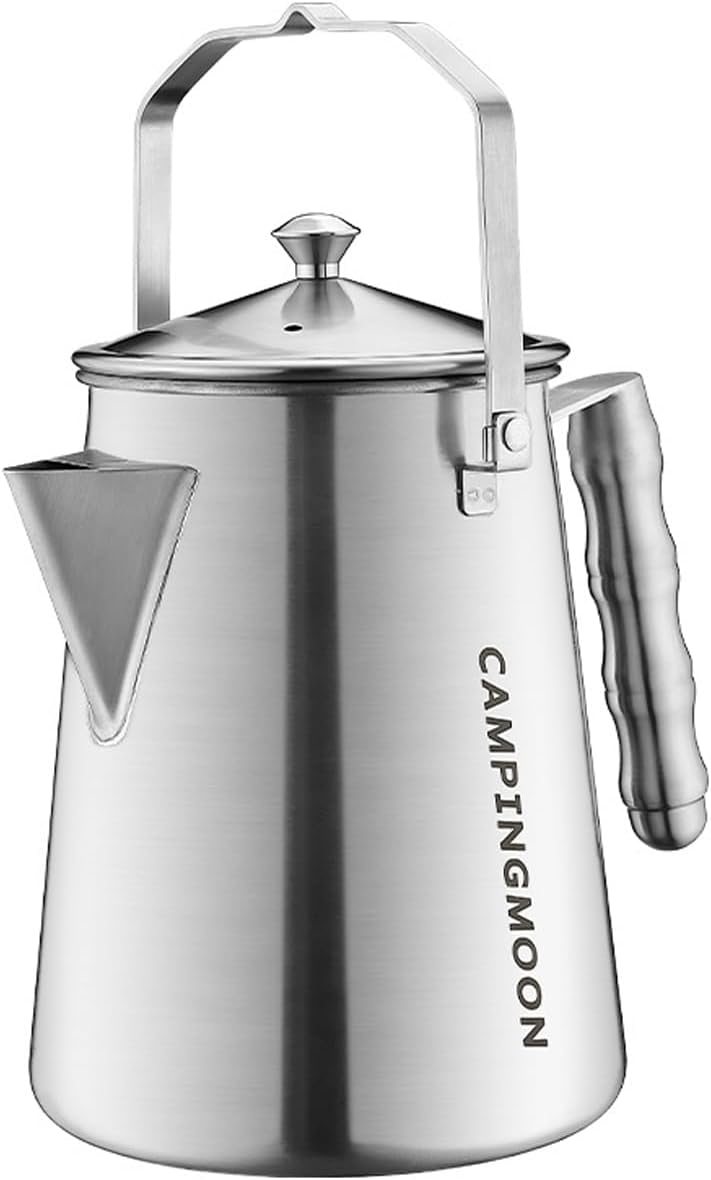 Campingmoon Camping Kettle Camp Tea Kettle Campfire Kettle for Open Fire Stainless Steel outdoor Camping Coffee Tea Pot for Boiling Water 1.5L