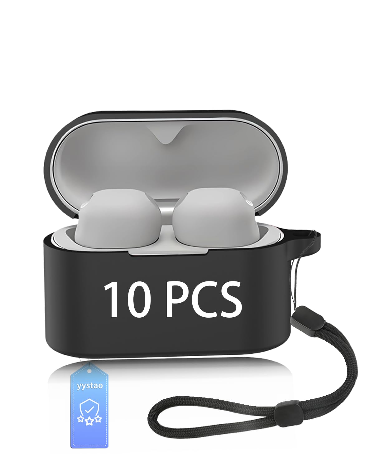 Funda para auriculares Sony WF-1000XM6, funda de silicona suave yystao con cordón, a prueba de polvo, a prueba de golpes y duradera, negro × 10