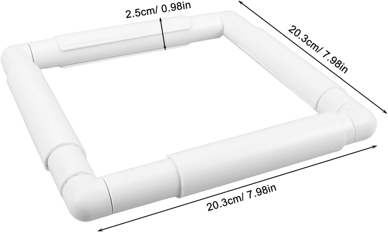 OKUMEYR 2pcs Square Embroidery Hoop Frame for Cross Stitch and Punch Needle, White Plastic Quick-Release Clamp, 20.3x20.3cm DIY Needlepoint Tool for Quilting and Sewing Craft