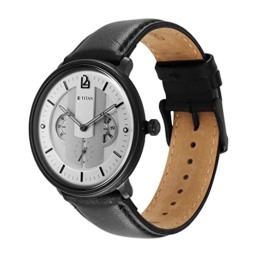 Titan Regalia Quartet Silver Dial Quartz Multifunction Leather Strap Watch for Men-NS1882NL01 - Image 4