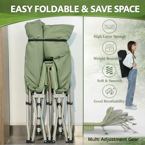 Image of 6FT Portable Folding Bed Single for Sleeping Outdoor Single Cot Foldable for Travelling Sleeping Bed for Adults Outdoor Camping with Side Pocket and Carry Bag Upto 150KG (Green, 188x66X40CM)