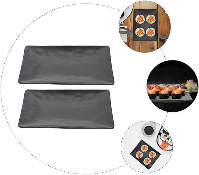 Platos para sushi negros de melamina 2 piezas miniatura 4