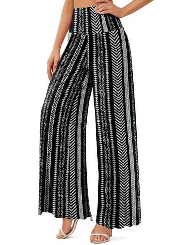 JZC Women's Palazzo Lounge Pants Stretchy Wide Leg Casual Pants Comfy High Waist Flowy Pants S-3XL