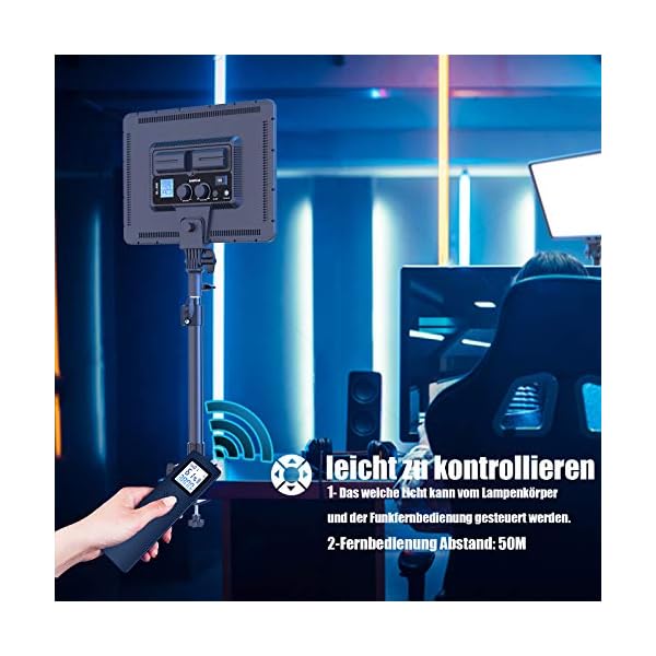 SAMTIAN LED Video Licht, dimmbare zweifarbige 3000K-8000K led videoleuchte, Videobeleuchtungs-Kit mit verstellbarem… – Bild 6