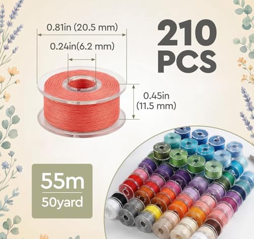 ilauke 210 pcs Bobbins Sewing Thread, SizeA Class15 Prewound Sewing Bobbins for Machine, 36 Colors Polyester Bobbin Thread Compatible for Brother/Singer/Babylock/Janome Machine, 60WT by ilauke - Image 2