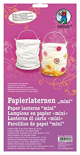 Ursus Blanco 18450000 Lot de 6 Mini lanternes en Papier Blanc Hauteur env. 10 cm Diamètre env. 8 cm Ignifugeables avec photophore Inclus Idéal pour la Prochaine...