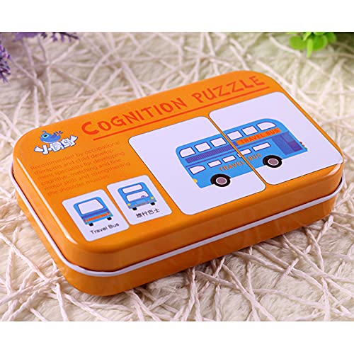 Thtoys Flash Card Puzzle Cognitive Learning Early Education Card Learning Toys Learning Training Cards Baby Educational Toy with Iron Box