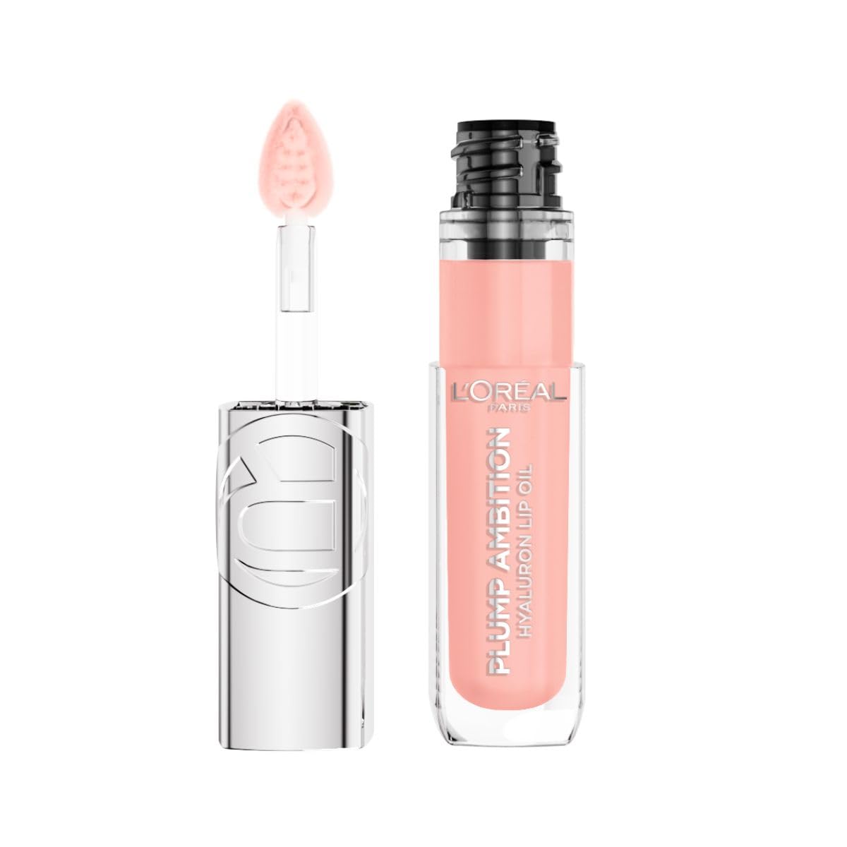 L'Oréal Paris Plump Ambition Volumising Lip Oil with Hyaluronic Acid, 24-Hour Moisturising*, Milky Nu, Pink