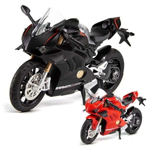Image of FEXXA Police Motorcycle Toy - Pull Back Motorcycle Toys, Tiny Gift with Music Lighting, Latte Motorcycles Toy for Kids Boys Age 3-8 Year Old [NEW] (1:12 Ducati V4S-RED)