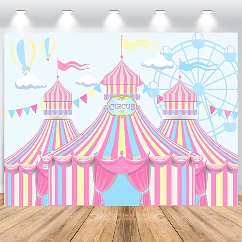 ASDCXZ Telón de Fondo de Circo 1,8x1,2m, Carpa de Circo Rosa Carrusel Carnaval Vinilo Fondo de Fotografía para Decoración de Fiesta de Cumpleaños de Circo de Madera, Fondos de Estudios Fotográficos