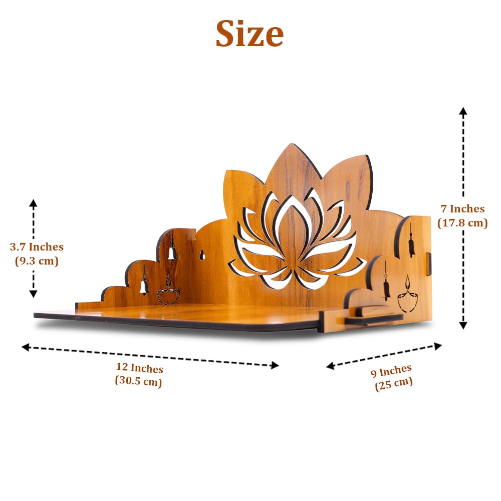 Sehaz Artworks Pooja Mandir for Home | Wooden Temple Wall Mounted | Puja Stand | Puja Mandir for Home Small Size | Devghar | Pooja Stand 1