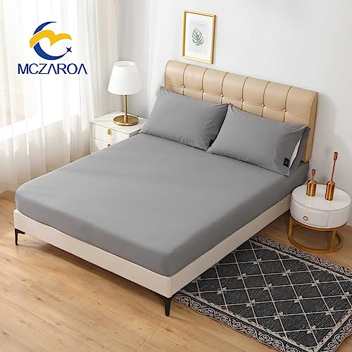 Grounding Sheets Queen, 90% Organic Cotton+10% Silver, Fitted Grounded Bed Sheet Deep Pocket for Improved Sleep & Wellness (Gray, Queen - 60"x80"x15")
