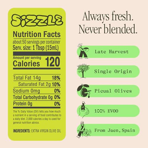 Image of Graza Sizzle Extra Virgin Olive Oil Spray, Cooking Oil, 5 Fl Oz | High Polyphenol Peak Harvest EVOO Cooking Oil in a Spray Bottle - Single Origin Olive Oils from Spain