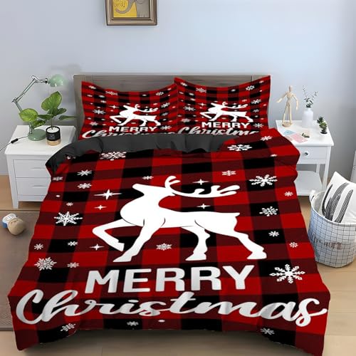 Parure de lit wapiti 90x190 rouge avec housse de couette en microfibre et taies